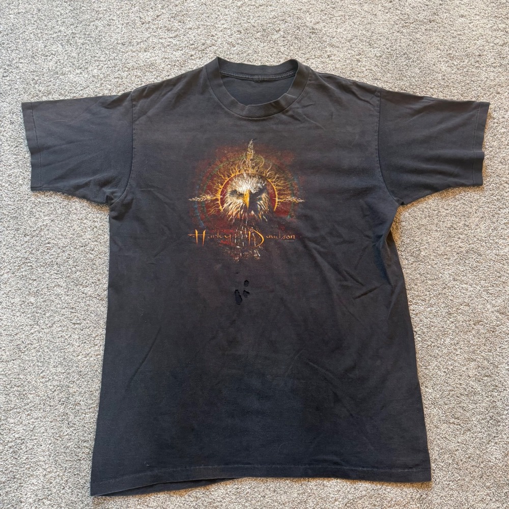 Vintage 1996 Harley Davidson Eagle T-Shirt Keystone Indianapolis Black XL